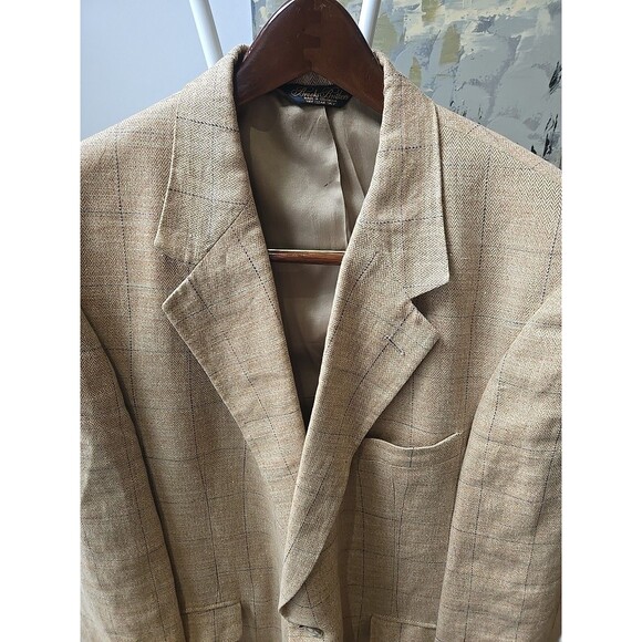 BROOKS BROTHERS Vintage 42R 100% Linen Window Check Blazer Sport Coat Jacket - Picture 2 of 10